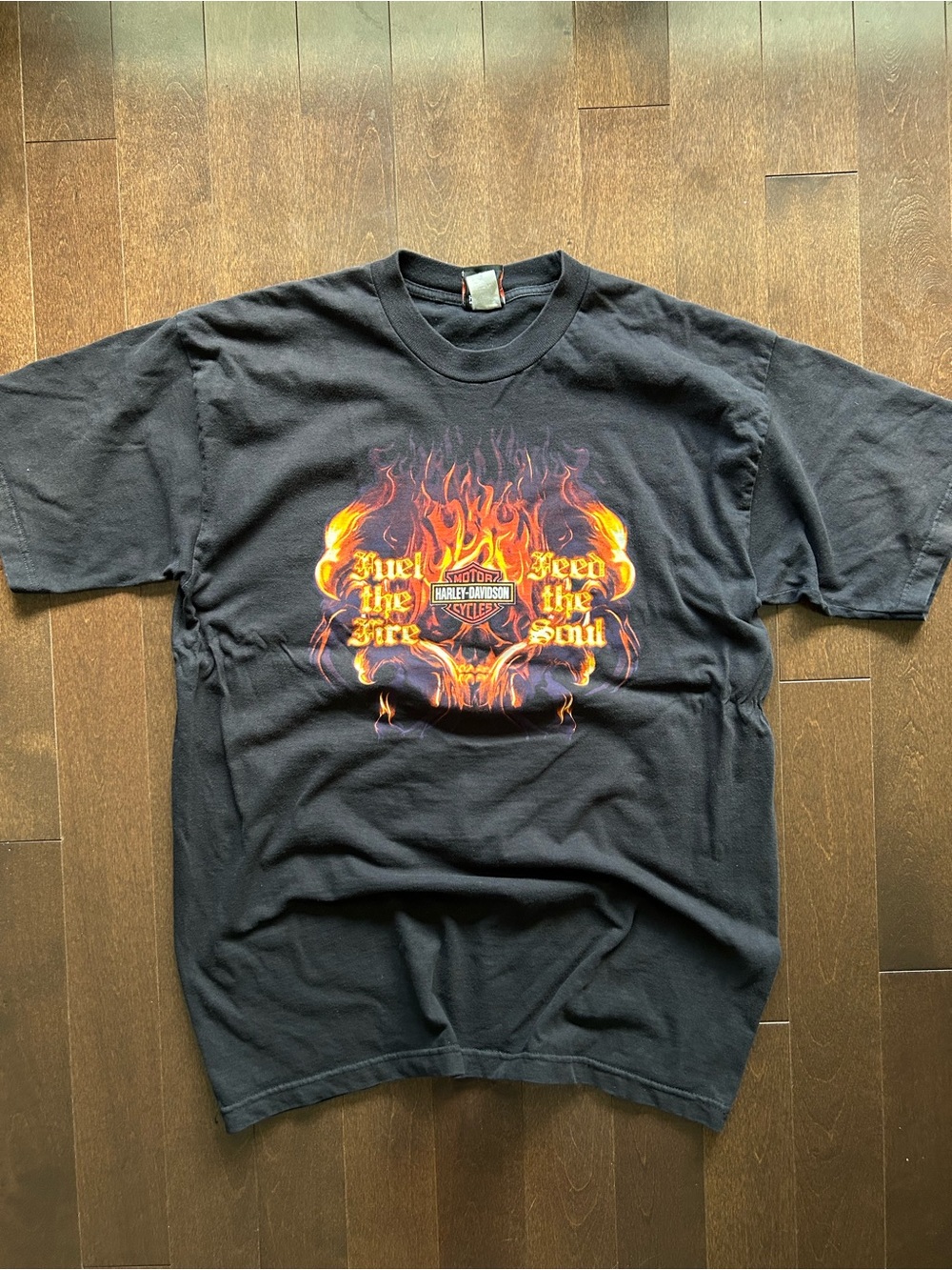Vintage Harley-Davidson Skull in Fire Biker Graphic Tee